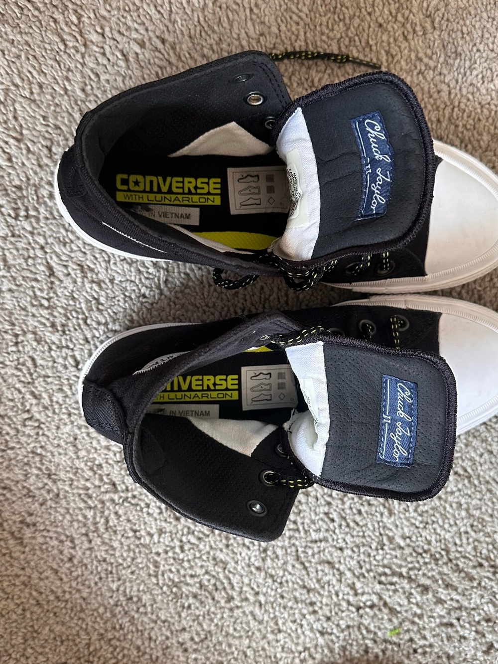 Converse Black and White High-Top Sneakers with Lunarlon